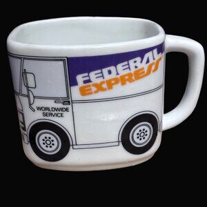 Federal Express Worldwide Service Ceramic Mug 1980s Delivery Truck Design